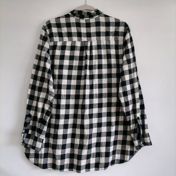 Old Navy Womens Black & White Plaid Print Button Up The Tunic Shirt Size Large - Picture 4 of 7